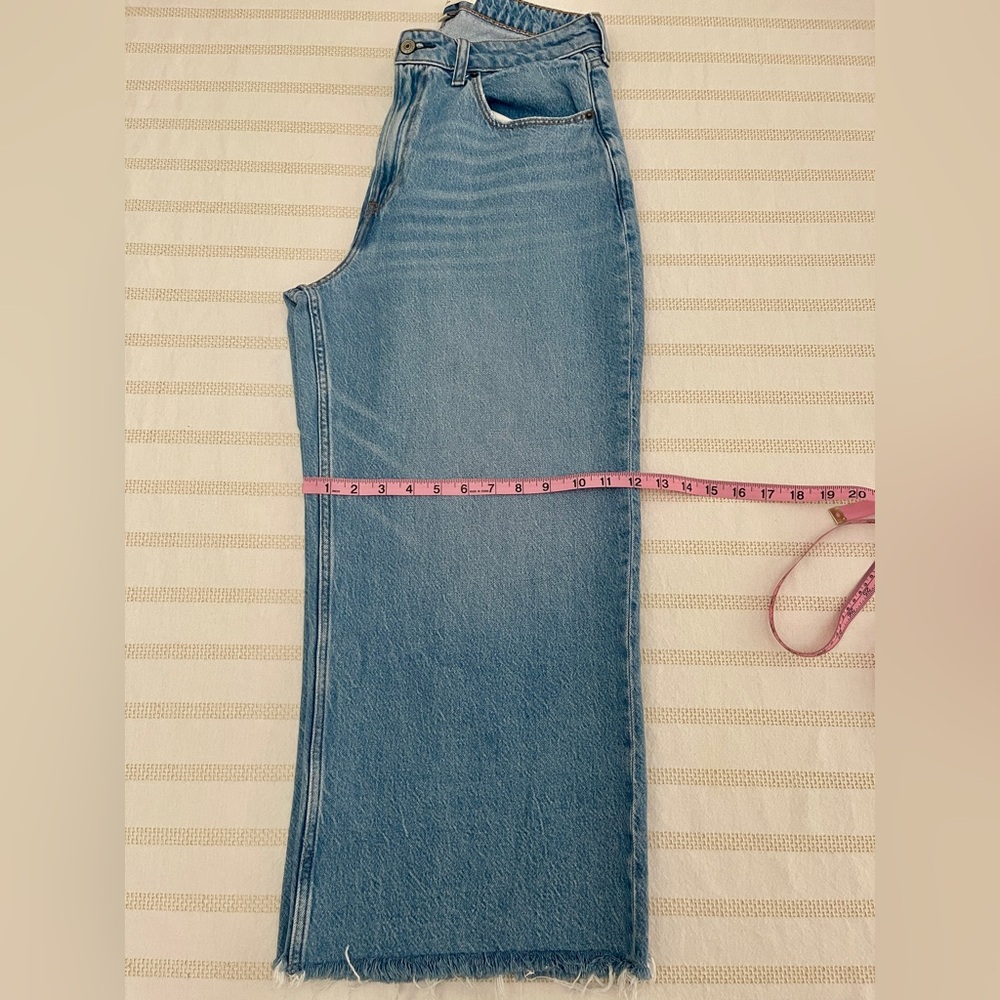 Abercrombie & Fitch High Rise Cropped Wide Leg Jean - Curve Love - Picture 12 of 14